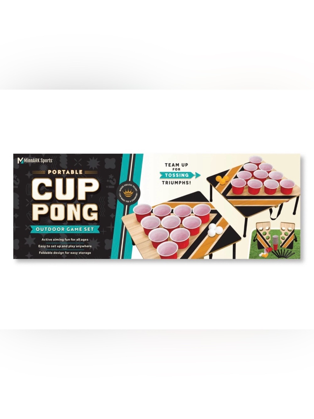 Portable Cup Pong, Outdoor Toss Game Set, for All Ages, by MinnARK New
